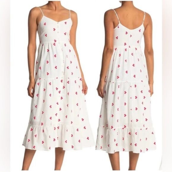 SPIRIT OF GRACE Arlaine Button Front printed sleeveless maxi Dress Small - Picture 1 of 12